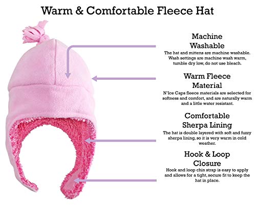 N'ice Caps Little Girls And Baby Sherpa Lined Warm Fleece Hat & Mitten Winter Set (Pink - Infant, 6-18 Months) #TOP1