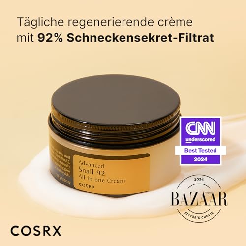 COSRX Advanced Snail 92% All in One Cream | Schneckenschleim Creme mit Hyaluron | Anti Pickel Anti Falten Gesichtscreme | für trockene und empfindliche Haut | Korean Skincare – Bild 4