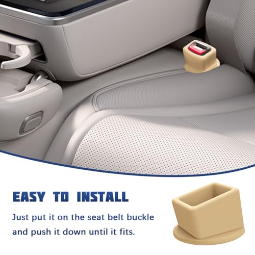 Image of Bittwee Seat Belt Buckle Holder Car Seatbelt Fixer, Khaki