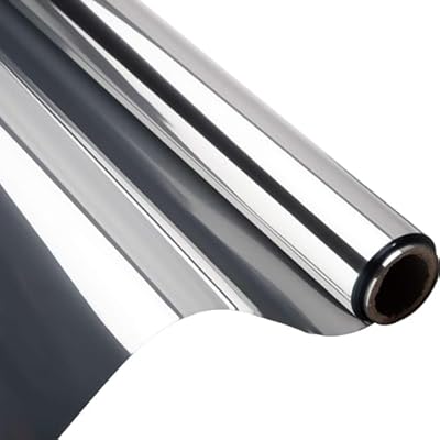 One-Way Privacy Window Film, Daytime Window Film, Sun Protection and UV Protection Non-Adhesive Privacy Film, Reflective Window Film for Home and Office（Silver）