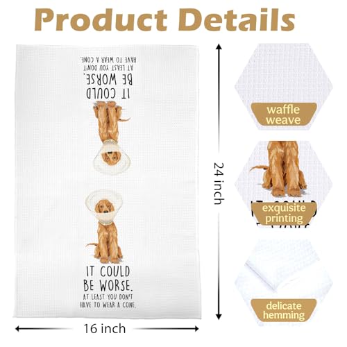 Image of Get Well Gifts for Women - Hysterectomy Recovery Gifts Decorative Waffle Dish Towels for Kitchen, Fun Surgery Recovery Gift Hand Towel, After Surgery Gift Tea Towel, 16x24 Inches