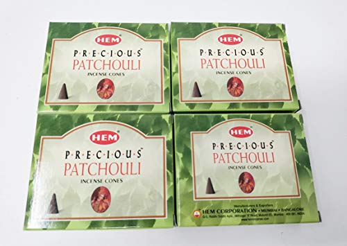 Lot de 4 paquets de 10 cônes d'encens Hem - Total de 40 cônes avec marque-page magnétique JRose (Patchouli) Cover