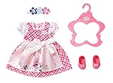Zapf Creation 833896 BABY born Dirndl 43cm - Puppenoutfit für 43 cm große Puppen bestehend aus Kleid, Ballerinas, Haarband und Kleiderbügel
