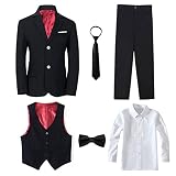 Yanlu 6 Piece Formal Boys Suits Sets Size 12 Black Boy Tuxedo Suit Blazer Pants Vest Shirt Necktie a