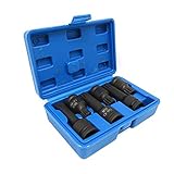 6 Pcs 1/2' Drive Torx Driver Impact Socket Set, Chrome-Molybdenum Steel, M14 M16 M18 Impact Torx Bits Set