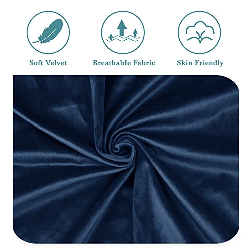 Hoomic Queen Size Platform Bed Frame With Velvet Upholstered Plush Vertical Channel Headboard, No Box Spring Needed, Easy Assembly,Navy Blue #TOP3