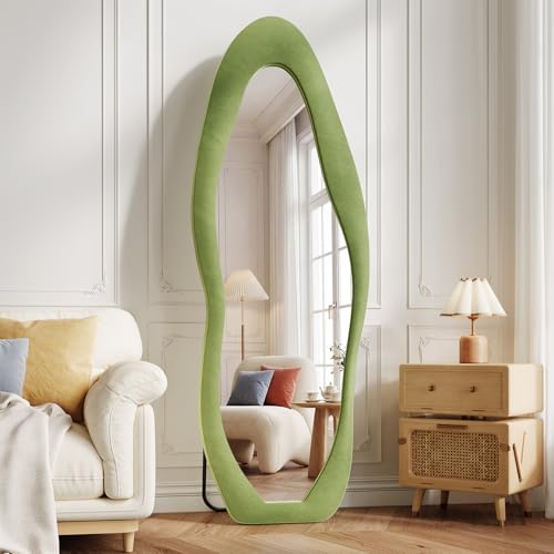 Image of Koonmi 63 inchx24 inch Irregular Mirror Full Length, Flannel Floor Mirrors