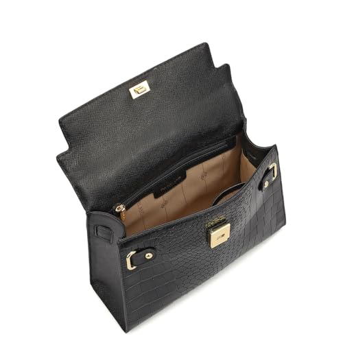 Image of Da Milano Leather Satchel Bag for Women - Black (Medium) (LB-01298OL)