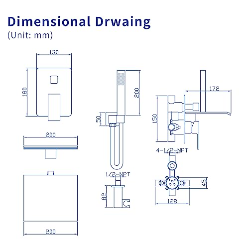 Taplong Waterfall Bathtub Faucet Set With Sprayer, Single Handle Tub Filler With Hand Shower, 3 Holes Contemporary Wall Mount Roman Tub Faucet With Rough-In Valve And Trim Kit, Brushed Nickel, 91266Bn #TOP5
