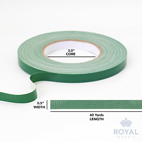 Royal Imports Floral Tape Green, Flower Wrap Adhesive Waterproof Tape For Bouquets 0.5" (60 Yd/180 Ft) - 1 Roll #TOP5