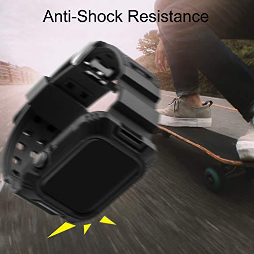 Compatible Apple Watch Band With Case 38Mm, Mairui Rugged Protective G Shock Replacement Wristband For Apple Watch Iwatch Series 3/2/1, Nike+/Sport/Edition (Black) #TOP5