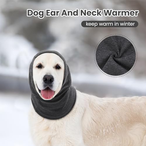 Image of BRKURLEG Dog Calming Hoodie, Dog Ear Muffs for Noise Protection, Pet Anxiety Relief Head Cover and Ears Protector, Dogs Ear Wrap for Grooming Bath and Drying, Grey,L