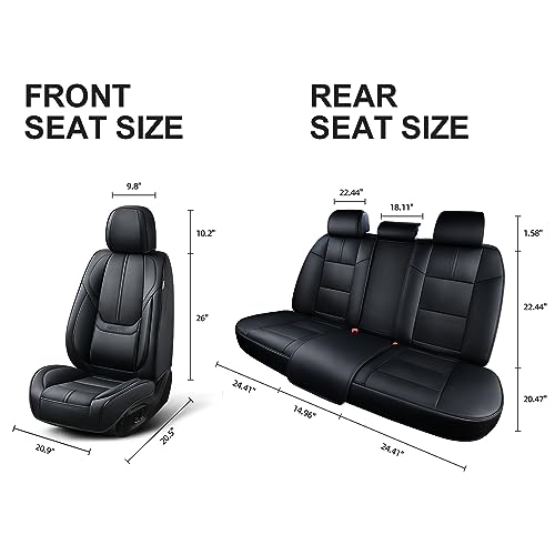 KIDYACWST Auto Car Seat Covers Accessories Full Set Leather Cushion Protector Breathable Waterproof Seat Cover for Cars Universal Fit (Black, Front Pair and Rear) by KIDYACWST - Image 4