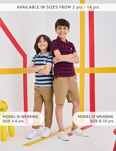 Image of Amazon Brand - Symbol Boys Cotton Rich Striped Polo Tshirt | Collar Tshirts | Half Sleeves | Regular Fit