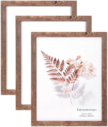 kennethan Cornice per foto 11x14 marrone marcio 3 pezzi in 1 set 11x14 cornice può visualizzare foto 8x10 con tappetino o 11x14 senza tappetino sulla parete