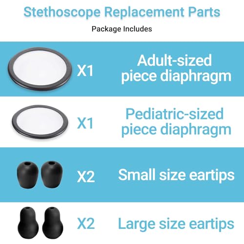 Stethoskop Ersatzteile kompatibel mit Littman Classic 3, Kardiologie 3 & Kardiologie 4, 2 Bell Membran Cover + 4 Eartips