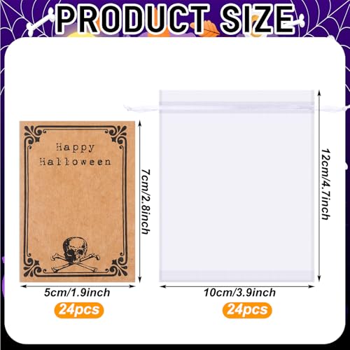 24 Pairs Halloween Earrings Gift Set Bulks for Women Spider Web Pumpkin Ghost Bat Skeleton Dangle Earrings with 24 Wish Card and 24 Organza Bags for Halloween Accessories Costume Party Favors Jewelry3