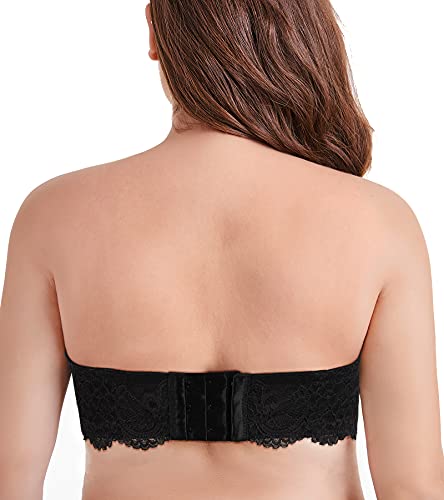 Dotvol Women's Multiway Strapless Bra Full Figure Underwire Contour Beauty Back Plus Size Bra(40Dd,Lace Black) #TOP1