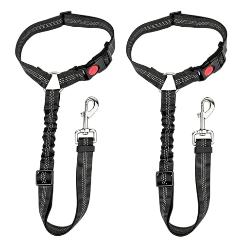 2 Pcs Réglable Ceinture Securite Chien Voiture,Réglable Ceinture De Securite Chien avec Bande Réfléchissante,Coussin Élastique Anti-Vibration Ceinture...