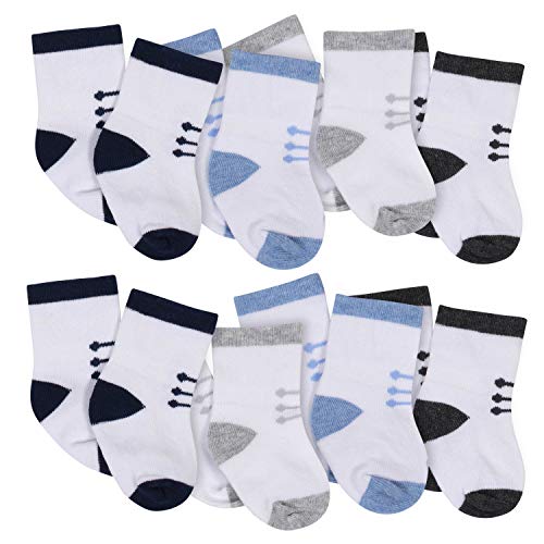 Gerber Baby Boys' 8-Pack Wiggle Proof Jersey Crew Socks, 2T/3T