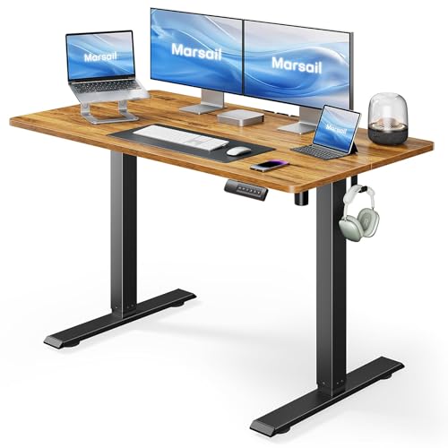 Marsail 48x24 Inch Electric Standing Desk, Rustic Brown