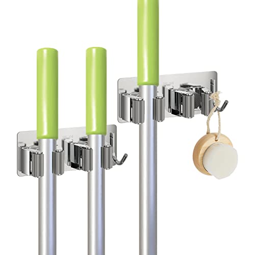 Catálogo para Comprar On-line Soporte para Escobas los más solicitados. 41 2 Soporte de Pared para Escobas y Trapeadores con 2 ranuras y 1 gancho, colgador de escoba,Organizador para Trapeadores y Escoba,Ganchos para Colgar Escobas y Trapeadores, de...