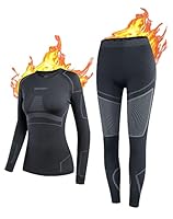 NOOYME Thermounterwäsche Damen Atmungsaktiv und Thermowäsche Set Funktionswäsche Anti-bakteriell und Flexibel Skiunterwäsche Warme Unterwäsche für zu Hause und Sport im Herbst Winter