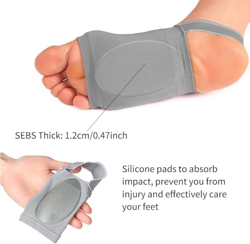 Image of Flat Foot Arch Support for Men & Women | Medial Arch Support for Flat Feet Correction Sleeve with Cushion | Plantar Fasciitis Leg Foot Support Pain Relief Product | Free Size - 1 Pair, Grey
