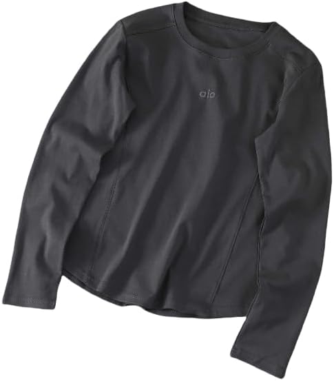 Alo Yoga ロングスリーブ ロゴ付きシャツ 長袖シャツ シンプル 無地