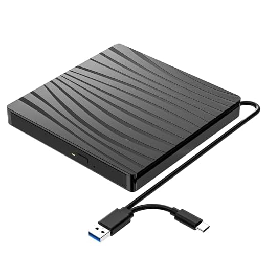 QDSYLQ External CD/DVD Drive for Laptop, USB 3.0 & Type-C Portable CD DVD +/-RW Burner Optical Drive Reader Writer DVD Player for Laptop iMac PC Desktop MacBook, Windows 11/10/8/7/XP/Linux/MacOS