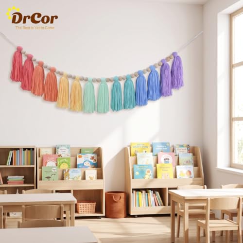 Image of DrCor Crayon Rainbow Tassel Garland - Classroom Party Nursery Decor