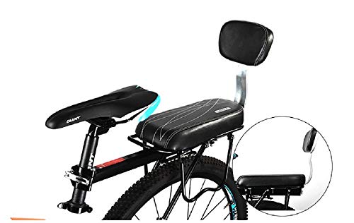 YIFAN Bicycle Bike Back Seat PU Leather Cover Cushion, Bike Child Seat with Back Rest - Black(Line Pattern)