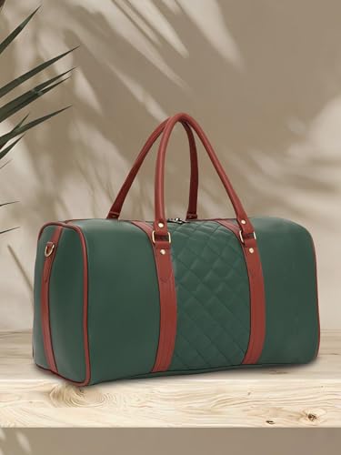 FUR JADEN Store Fur Jaden Vegan Leather 30L Green Duffle Bag - Image 3