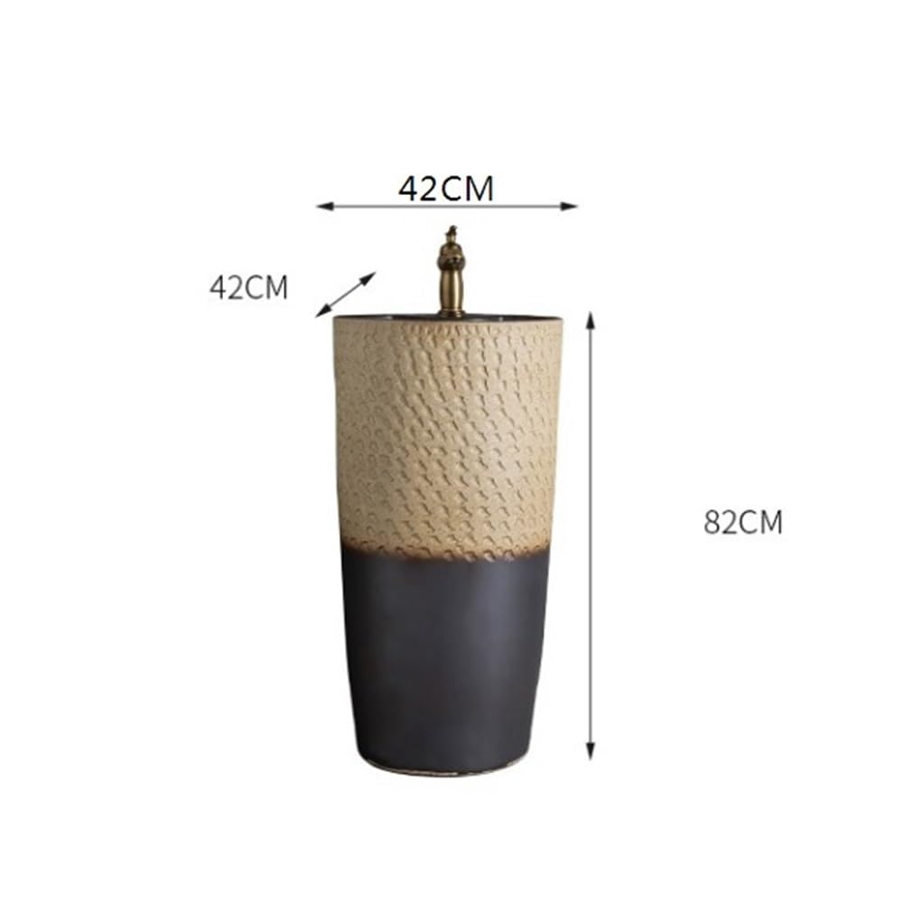 Fregadero moderno de cerámica con grifo y kit de drenaje, lavabo de una pieza para baño, balcón, jardín, lavabo de pedestal