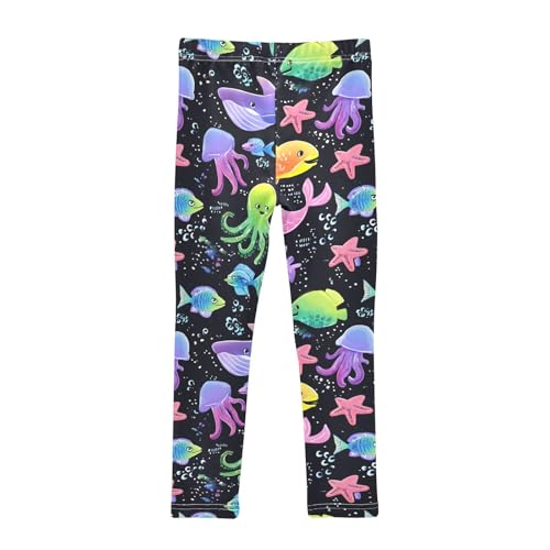 Cute Marine Animal Colorful Girls Leggings Soft Stretch Workout Yoga Dance Pants for Kids Casual Tights2
