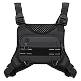 YYTECH Brusttasche Herren, Leichte Laufbrusttasche, Chest Pack Laufweste Verstellbare Brusttasche mit Extra Stauraum für Traning Laufen Radfahren Wandern Camping Schwarz