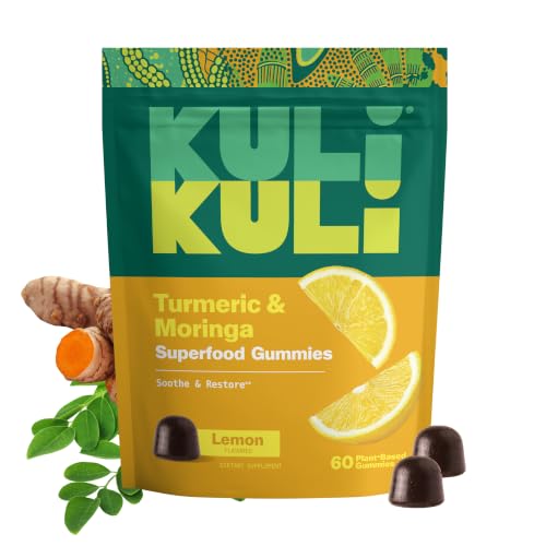 Kuli Kuli Moringa & Turmeric Supplement Gummies Soothe & Restore Lemon 60ct