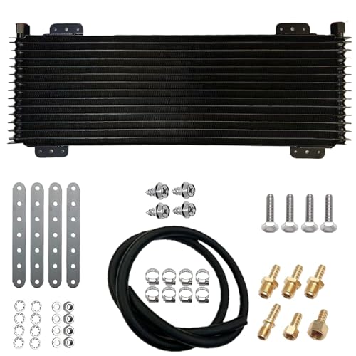 OVANOH Low Pressure Drop Transmission Oil Cooler 40k Transmission Oil Cool Compatible For Heavy Duty 40 000 GVW Max Low Mounting Hardware Towing Applications and Advanced Cooling Protection LPD47391