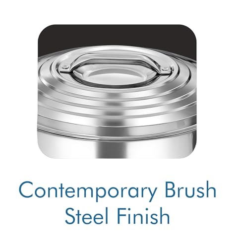 Milton Galaxia 1000 Insulated Stainless Steel Casserole, 1.2 liters, Insulated Thermal Serving Bowl, Keeps Food Hot & Cold for Long Hours, Food Grade, Elegant Hot Pot Food Warmer/Cooler, Silver