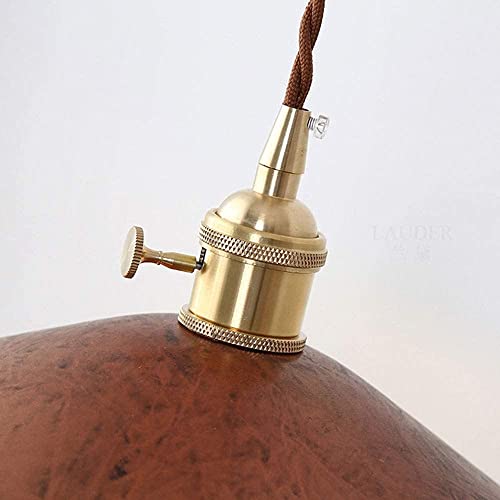 Lámpara colgante de madera vintage E27 con un foco de latón para techo de comedor 2