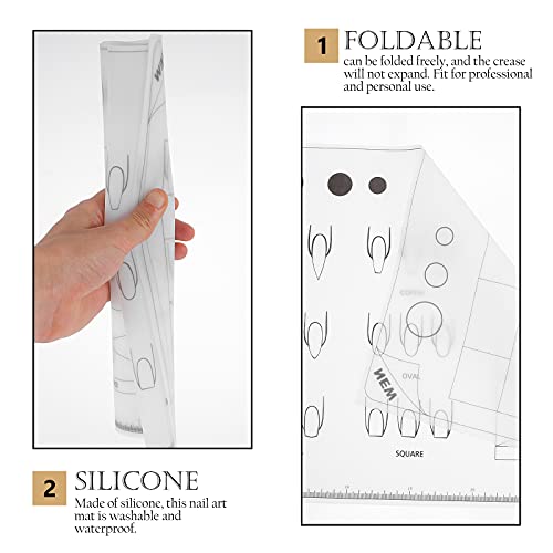 Uonlytech Acrylic Nail Training Mat Silicone Trainer Sheet for Application Practice As Shown