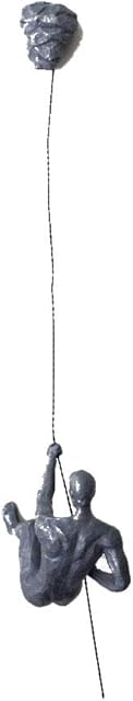 Haute Collage 1x Antique Silver Climber with Rock Nail-Cap Abseiling Climbing Man with Wire Rope Wall Mounted Art Sculpture Wall Art Wallhanging Figurine Resin Statue