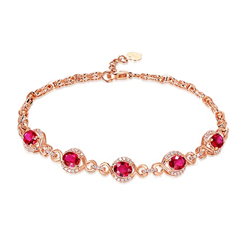 Bracelet infini en or rose et rubis 3,15 ct : l'élégance d'un bijou ovale de luxe pour femme