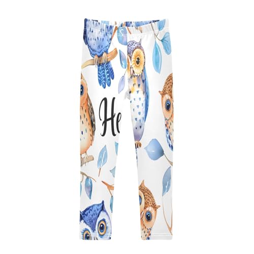 Toddler Girls Leggings Printed Yoga Pants Leggings Watercolor Funny Owls for Kids