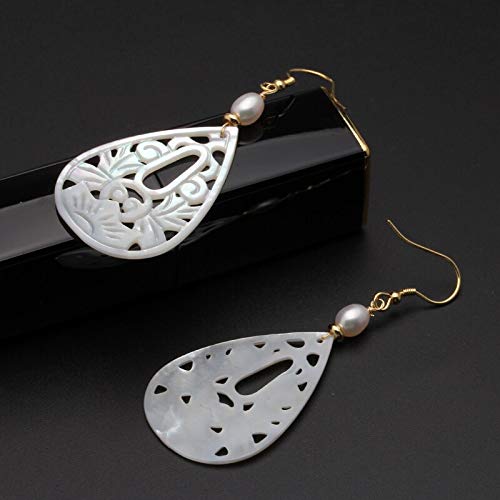 Boucles d'oreilles perle blanche suspendue argent 925 anti-allergie - 2