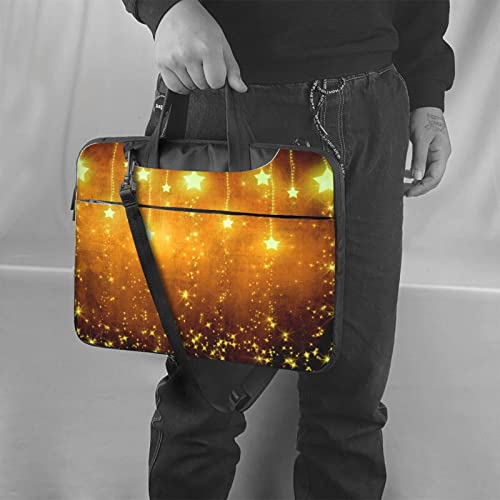 Bolso para portátil con estrellas navideñas negro y marrón miniatura 2