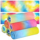 Oitnlaughter 6 Pack Tie Dye Cooling Towel Tie Dye Print Sports Towels Rainbow Party Supplies 40'x12' Rainbow Breathable Chilly Towel Colorful Towels for Men Women Camping Running Outdoor Sports Party