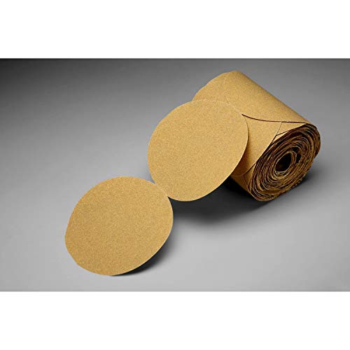 3M Cubitron Stikit Gold Paper Disc Roll 216U, Paper, PSA Attachment, Aluminum Oxide, 5" Diameter, P220 Grit, Gold (Pack of 1)