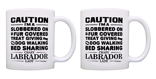 ThisWear Dog Gifts for Dog Lovers Crazy Labrador Lady Lab Retriever 2 Pack 11oz Ceramic Coffee Mug Set