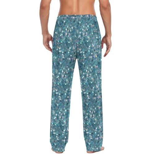 Men’s Glitter Pattern Pajama Pants with Pockets, Comfortable Lounge Sleep Bottoms#6132